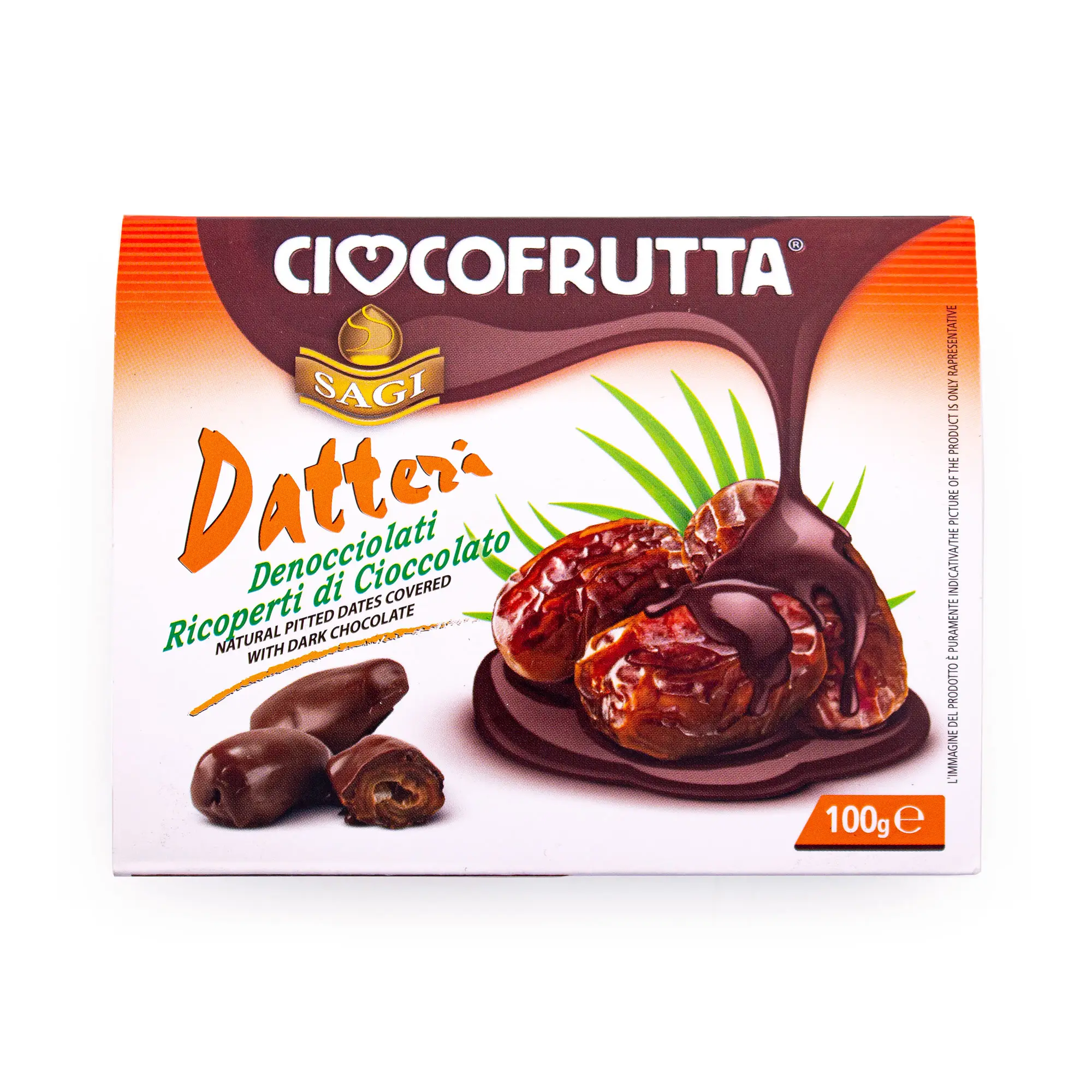 Финики натуральные без косточек в темном шоколаде (30%), CIOCCOFRUTTA,  0,100 кг (пласт/ван) купить с доставкой на дом