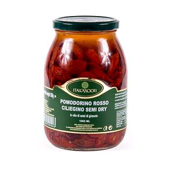 Томаты черри полусушеные в подсолнечном масле, ITALCARCIOFI, 0,95 кг/1,062 л (ст/б)