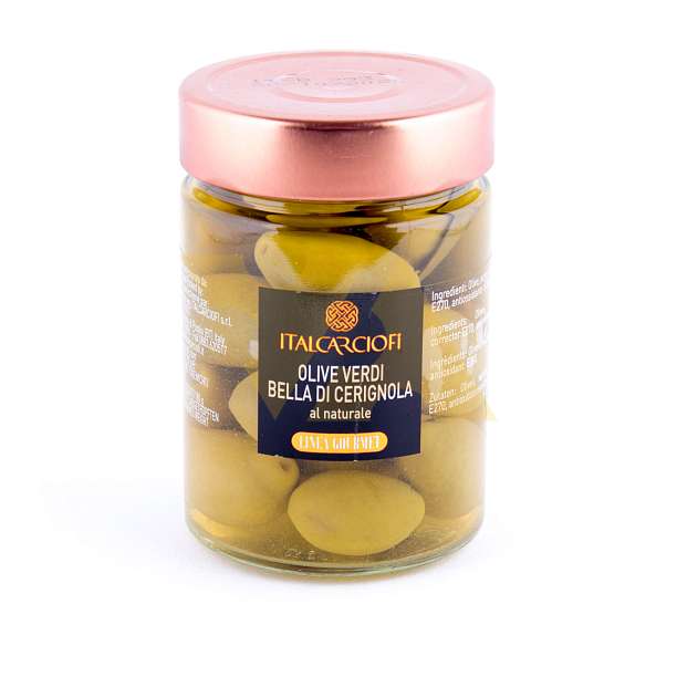 Оливки Белла Чериньола зеленые гигантские с косточками в рассоле LINEA GOURMET, ITALCARCIOFI, 0,360 л/0,340 кг/0,180 кг (ст/б)  Italcarciofi S.r.L. Италия