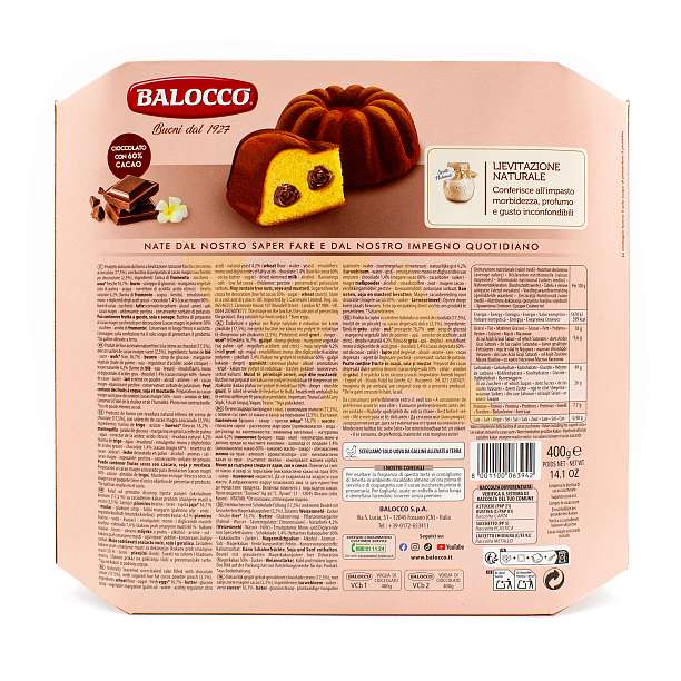 Торт с шоколадным кремом TORTE in FESTA, BALOCCO, 0,400 кг (карт/кор) 0.4 кг. Balocco Италия