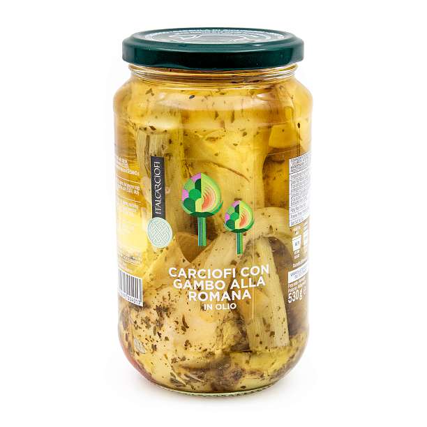 Артишоки с ножкой по-римски в подсолнечном масле, ITALCARCIOFI, 0,53 кг/0,31 кг/0,58 л (ст/б) 0.58 л. Italcarciofi S.r.L. Италия