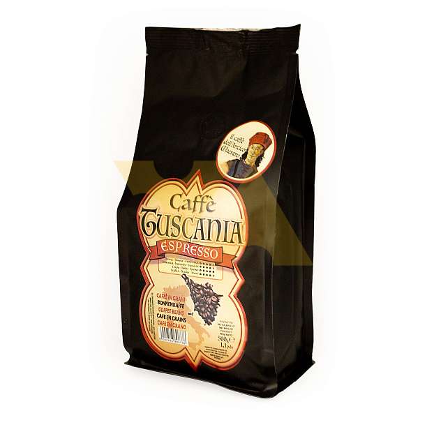 Кофе Эспрессо в зернах, смесь обжаренного кофе в зернах CAFFE TUSCANIA, NEW YORK, 0,550 кг (фольг/пак)  Caffè New York Италия