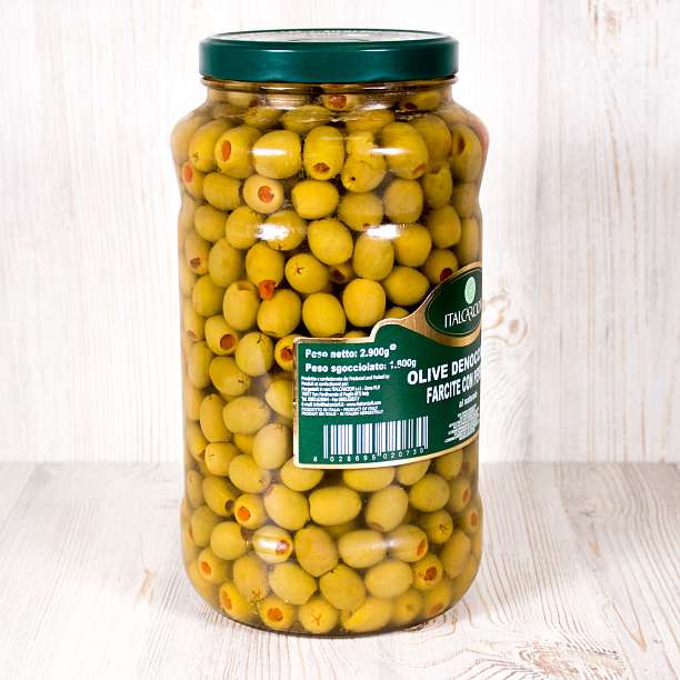 Оливки фаршированные перцем в рассоле, ITALCARCIOFI, 2,9 кг/1,8 кг/3,1 л (ст/б)  Italcarciofi S.r.L. Италия