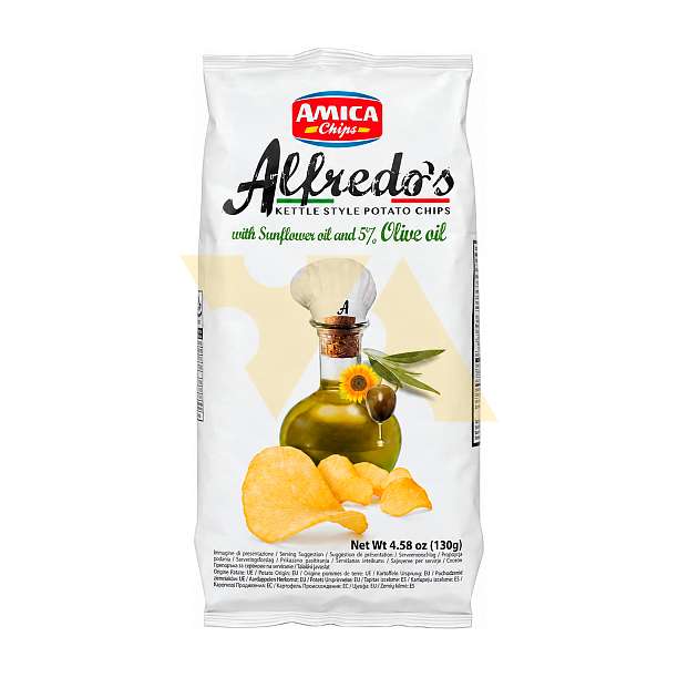 Чипсы картофельные с оливковым маслом (2,3%) т.м. ALFREDO'S, AMICA CHIPS, 0,130 кг  Amica Chips Италия