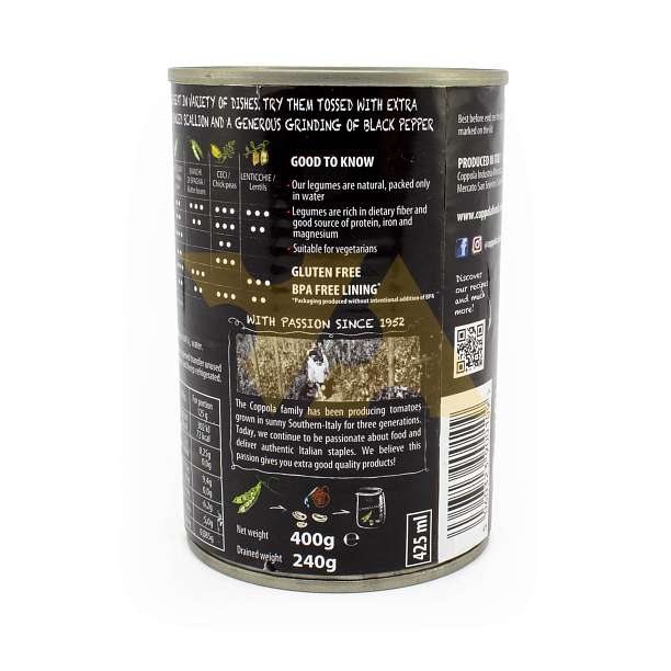 Фасоль Канеллини белая COPPOLA, 0,4 кг/0,24 кг/0,425 л (ж/б) 0.4 кг. Coppola Foods Италия