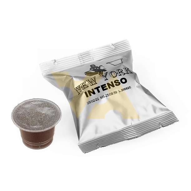 Кофе в капсулах INTENSO, 100 капсул по 5 гр., для машин NESPRESSO, NEW YORK, 0,500 кг (карт/кор)  Caffè New York Италия