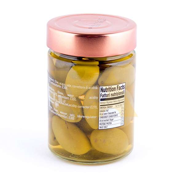 Оливки Белла Чериньола зеленые гигантские с косточками в рассоле LINEA GOURMET, ITALCARCIOFI, 0,360 л/0,340 кг/0,180 кг (ст/б)  Italcarciofi S.r.L. Италия