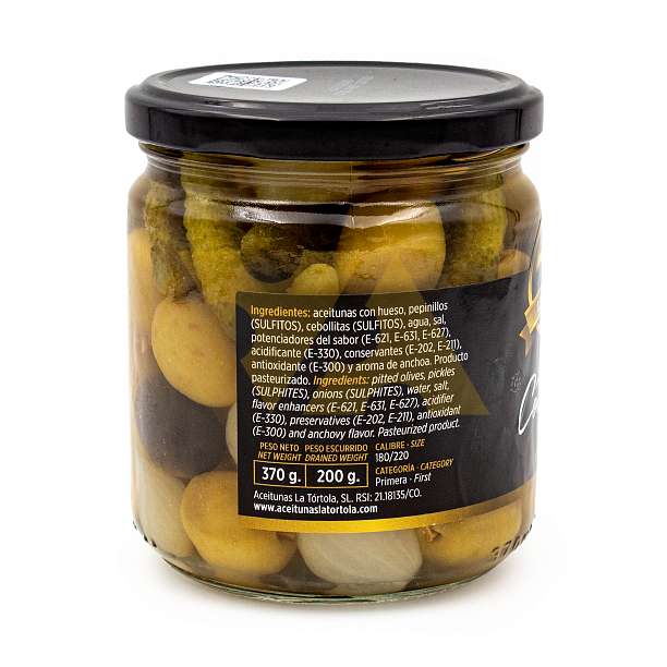 Микс оливок и маринованных овощей Коктейль Экстра, LA TORTOLA, 0,370 кг/0,200 кг (ст/б)  LA TORTOLA Испания