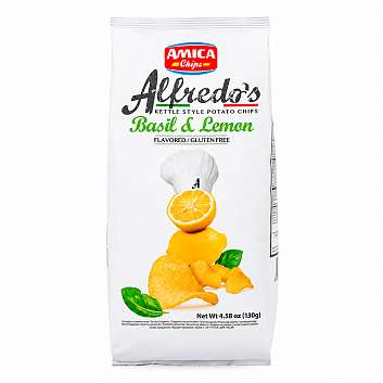 Чипсы картофельные со вкусом лимона и базилика ALFREDO\'S, T.M. AMICA CHIPS, 0,130 кг