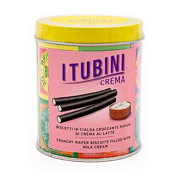 Хрустящие вафельные трубочки с начинкой из молочного крема TUBINI CREMA, 0,280 кг (туба ж/б)