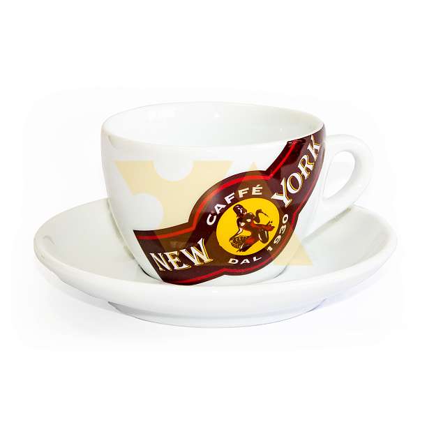 Набор фарфоровых чашек и блюдец для Каппуччино с брендом CAFFE' NEW YORK 6 шт  