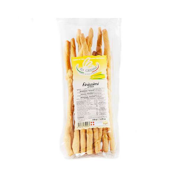 Гриссини с кукурузной мукой "FINISSIMI", хлебные палочки, TD GRISSINI, 0,15 кг 0.15 кг. TD GRISSINI Италия
