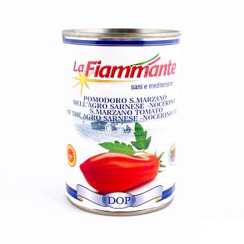 Томаты очищенные Сан-Марцано DELL\'AGRO SARNESE NOCERINO DOP LA FIAMMANTE, ICAB, 0,4 кг/0,26 кг/0,425 л (ж/б)