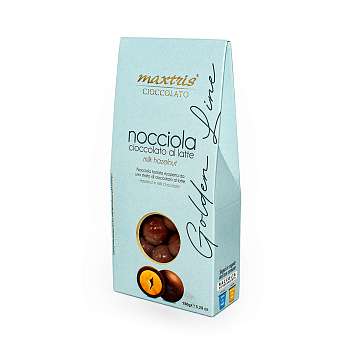 Фундук (лесной орех) в молочном шоколаде LE NOCCIOLE GOLDEN LINE, драже, MAXTRIS, 0,15 кг (карт/кор)