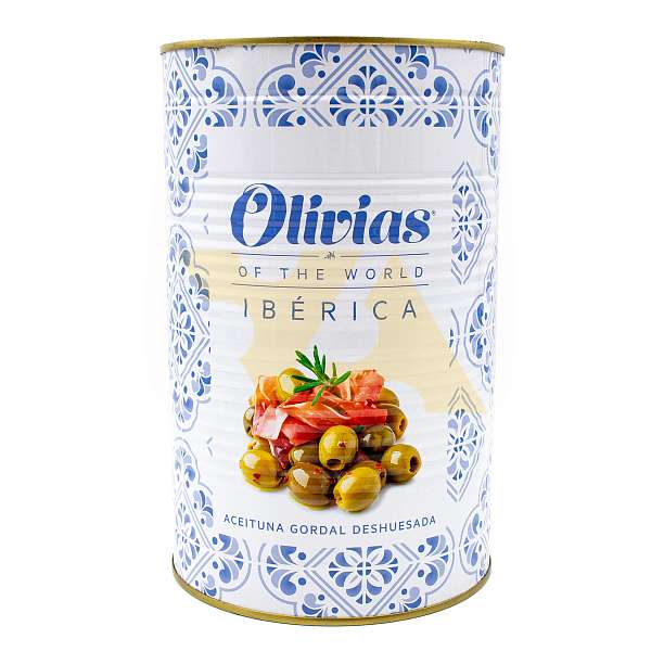 Оливки зелёные без косточек по-иберийски, OLIVIAS BY TAST, 4,3 кг / 2 кг /4,25 л (ж/б)  OLIVIAS BY TAST Испания