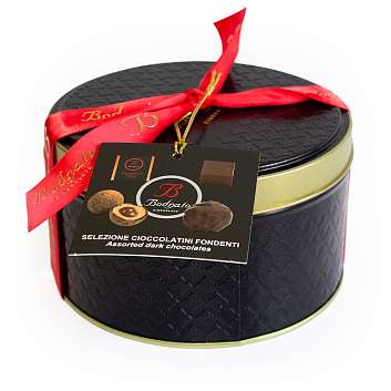 Конфеты коллекция в темном шоколаде, ассорти 5 видов, BODRATO CIOCCOLATO, 0,155 кг (черная жест/коробка)