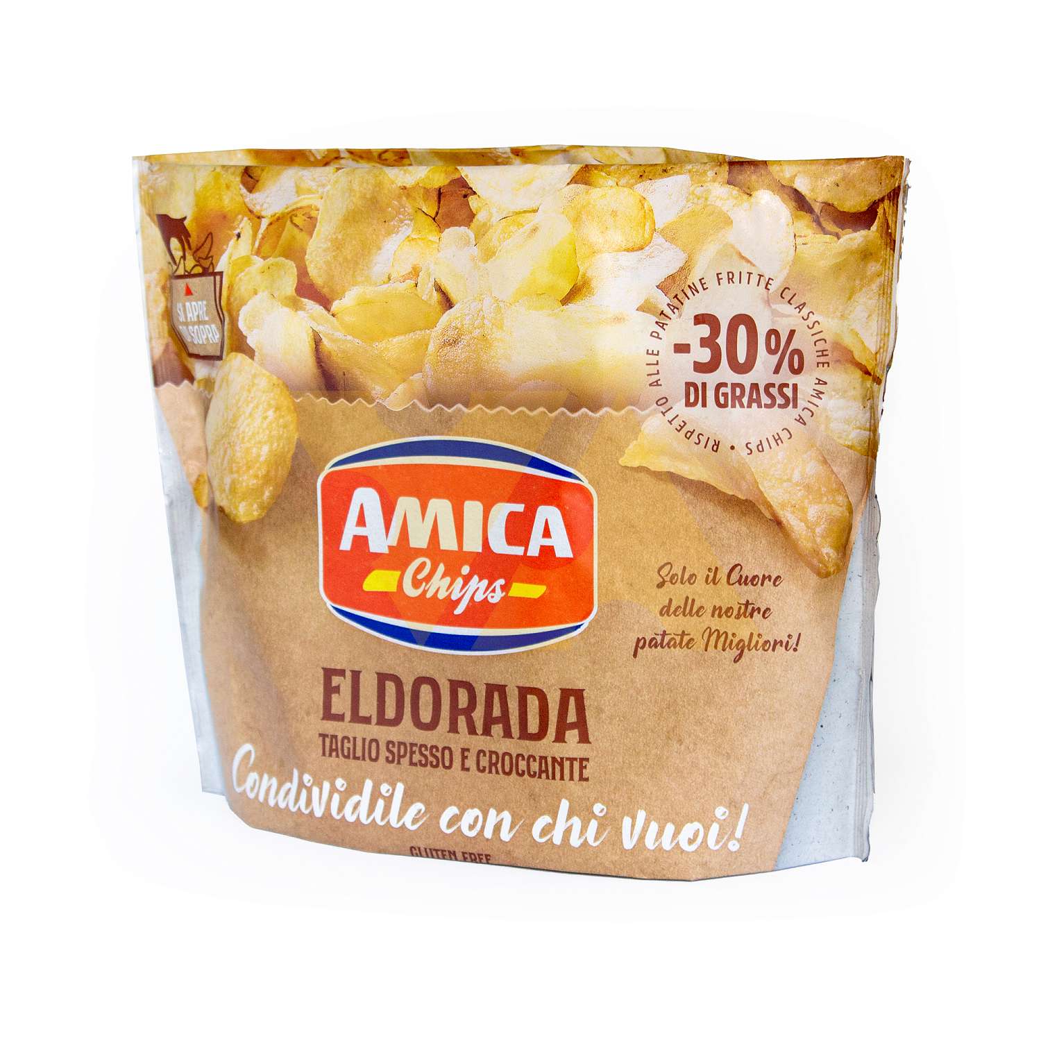 Чипсы картофельные с пониженным содержанием жира (-30%) ELDORADA, AMICA  CHIPS, 0,135 кг (упаковка - прямо на стол) купить с доставкой на дом