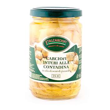 Артишоки целые по-крестьянски в подсолнечном масле, ITALCARCIOFI, 0,28 кг/0,17 кг/0,314 л (ст/б)