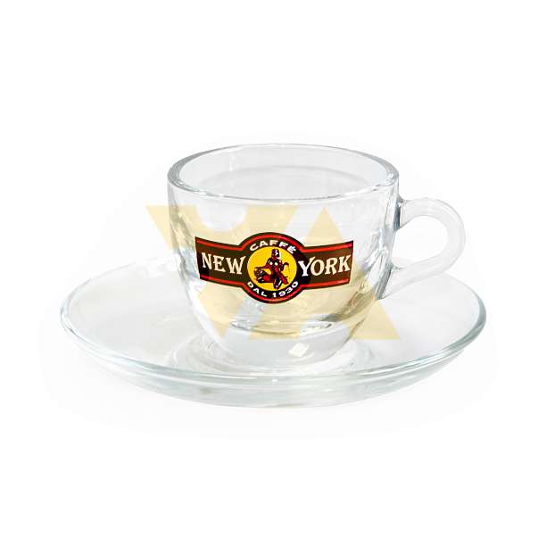 Набор стеклянных чашек и блюдец для Эспрессо с брендом CAFFE' NEW YORK 6 шт  