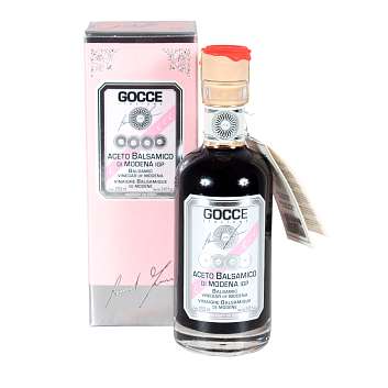 J0115 Уксус бальзамический из Модены IGP GOCCE, выдержка 8 лет, кислотность 6%, 0,25 л (розовая коробка)