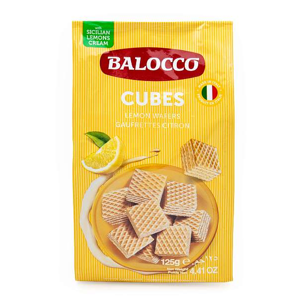 Вафли с кремом из сицилийских лимонов, кубики, BALOCCO, 0,125 кг  Balocco Италия