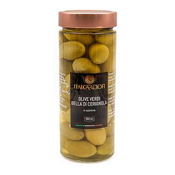 Оливки Белла ди Чериньола Экстра 3G в рассоле LINIA GOURMET, ITALCARCIOFI, 0,580 мл/0,350 кг (ст/б)
