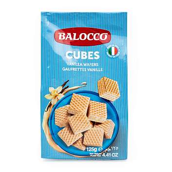 Вафли с молочно-ванильным кремом, миникубики, BALOCCO, 0,125 кг