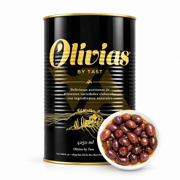 Маслины Каламата с косточкой, OLIVIAS BY TAST, 4,25 кг / 2,5 кг / (ж/б)  OLIVIAS BY TAST Испания