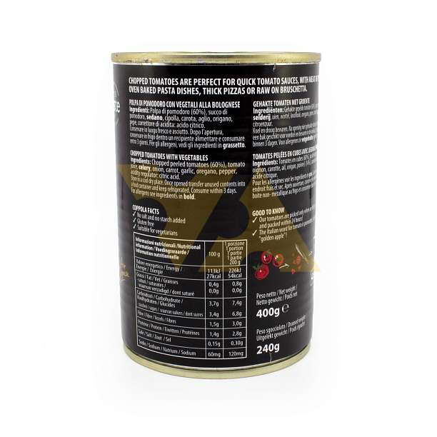 Томаты резаные Польпа с овощами COPPOLA, 0,4 кг/0,24 кг/0,425 л (ж/б) 0.4 Coppola Foods Италия