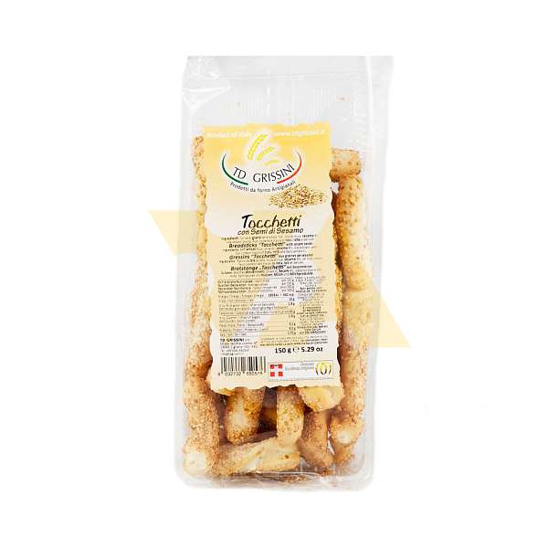 Токкетти с кунжутом, хлебцы хрустящие, TD GRISSINI, 0,15 кг 0.15 кг. TD GRISSINI Италия