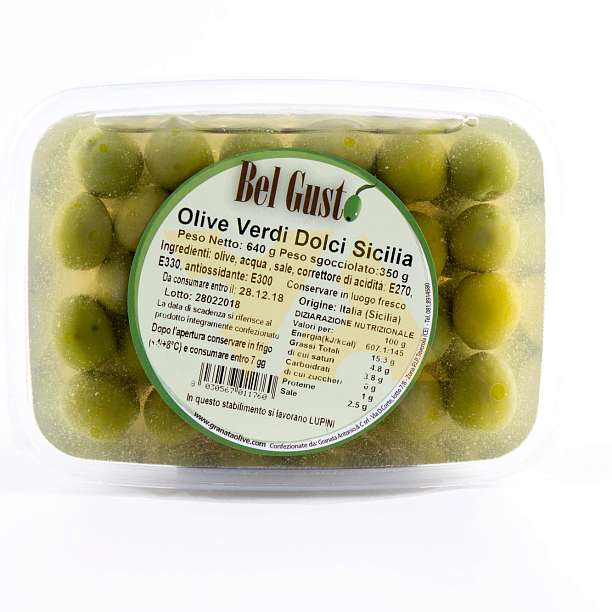 Оливки сицилийские BEL GUSTO, GRANATA, 0,64 кг/0,35 кг (пл/конт)  Granata Antonio Италия