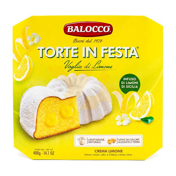 Торт с лимонным кремом TORTE in FESTA, BALOCCO, 0,400 кг (карт/кор)  Balocco Италия